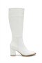 Zri̇n-44222 Premium Pointed Toe White Heeled Zippered Boots - 2