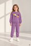 Purple Girl's Tulip Embroidered Ribboned Crew Neck Tracksuit Set 24955