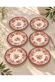 6-piece porcelain velour maroon tea plate