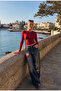 Women's 2W6-8 Wide Leg Special Design Denim Jeans with Embroidery and Arma Detail - 5