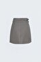 Houndstooth Patterned Mini Skirt - Brown - 6