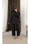 Striped Tunic with Piping Belt - Hpm - Black