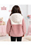 Girls' Hooded Plush Cardigan with Zipper Pockets Soft and Warm 3-8 - 2
