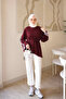 Burgundy Waist-Tie Striped Sweatshirt - 2