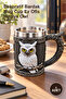 1 Piece 3D Embossed Stainless Steel Mug with Owl Figure – Decorative Cup Mug Cup Home Office Gift Owl