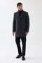 Claro Men's Smoked Regular Fit Thick Cashmere Coat with Front Zipper and Padded Interior - 6