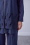 Cut-Out Lace Detailed Zippered Jacket and Trousers Set Navy Blue - 2