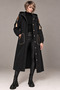 Black Denim Trench Coat with Hand-Crafted Bead Detail