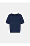 10878 Basic Crew Neck Buttoned Sweater-Navy Blue - 5
