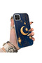 Realme C21Y Compatible Silicone Edge Hard Back Case Crescent and Star Pattern Phone Case