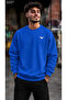 Men's Minimal Tan Eagle Figure Printed Crew Neck Casual Regular Fit Sweatshirt