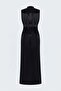Sleeveless Satin Dress - Black - 6