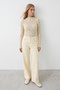 Women's Yellow High Collar Lycra Lace Blouse Alc-X14522 - 3