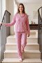Winter Buttoned Plaid Pattern Christmas Themed Women's Suede Pajama Set - 4
