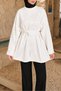 Stone Detailed Slit Oversized Tunic - White