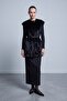 Pocket Detailed Belted Plush Vest Black 15303