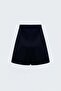 Satin Short Skirt - Navy Blue - 4