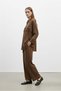 Women's Pleated Detailed Fit Suit -14423Tks Brown - 2