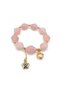 Women's Pink Quartz Color Bracelet with Heart and Evil Eye Bead Pendant and Gold Color Apparatus - 2