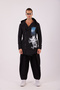 Men's Black Chinese Printed Shardoon Poncho