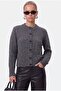Women's Warm Soft Textured Basic Anthracite Knitwear Cardigan