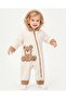 Welsoft Brown Teddy Bear Patterned Children's Jumpsuit - Sleeping Bag