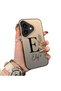 iPhone 16 Plus Compatible Silicone Edge Hard Back Case Letter E Patterned Couple Phone Case
