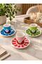Pink Bird Patterned Porcelain Luxury Turkish Coffee Cup Set for 2 People - Stylish Presentation Cup - 4