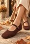 Fleur Hidden Heeled Single Strap Blunt Toe Flat Sole Casual Women's Mary Jane Flats - 6