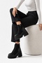Norton Black Suede Lace-Up Zippered Women's Platform Heeled Boots - 3