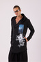 Men's Black Chinese Printed Shardoon Poncho - 2