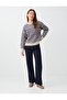 Dark Indigo Blue Wide Leg Straight Cut Cotton Blend Denim Trousers