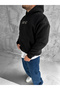 Black Hooded Oversize Premium Simplicity Snake Print Sweatshirt - 3