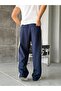 Straw Stripe Design Baggy Tracksuit W Navy Blue - 3