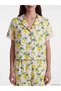 Shirt Collar Lemon Printed Women's Pajama Set (S6) - 4
