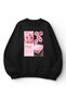 Unisex Soft Textured Pink Car Poster Printed Design Oversize 3 Thread Crew Neck Sweatshirt