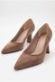 Women's Pointed Toe Thick Striped Heeled Classic Daily Mink Suede Stiletto Shoes - 3