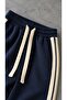 Straw Stripe Design Baggy Tracksuit W Navy Blue - 5