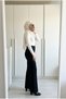 Women's Double Crepe Fabric High Waist Spanish Flare Pants 100 cm - 4