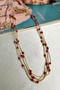Gold Yellow Bead Detailed Multi-Row Chain Necklace (40cm) - 2