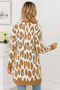 Women's V-Neck Long Sleeve Open Front Leopard Print Elegant Trend Soft Casual Coral Stripe Camel Long Cardigan - 3
