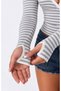 Women's 95% Cotton Front Gathered Finger Detail V-Neck Slim Ribbed Camisole Blouse - 2