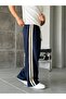 Straw Stripe Design Baggy Tracksuit W Navy Blue - 4