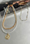 Gold Yellow Dorika and White Beaded Layered Multiple Necklace (35Cm-45Cm) - 3
