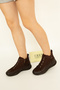 1426 Eren Shoes&Bag Genuine Leather Nubuck Buckle Detailed Daily Comfortable Zippered Ankle Boots Real Leather Nubuck Brown - 6