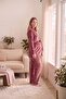 Viola Velvet Long Sleeve Belted Adjustable Waist Maternity and Postpartum Pajama Set - 3