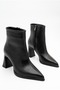 Women's Special Design Short Boots with Striped Heels, Pointed Toe, Zippered Women's Short Boots - 6