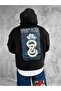 Black Hooded Oversize Premium Simplicity Snake Print Sweatshirt