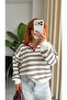 Premium Oversize Striped Polo Collar Sweater - 3