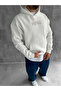 White Hooded Oversize Premium Simplicity Snake Print Sweatshirt - 3